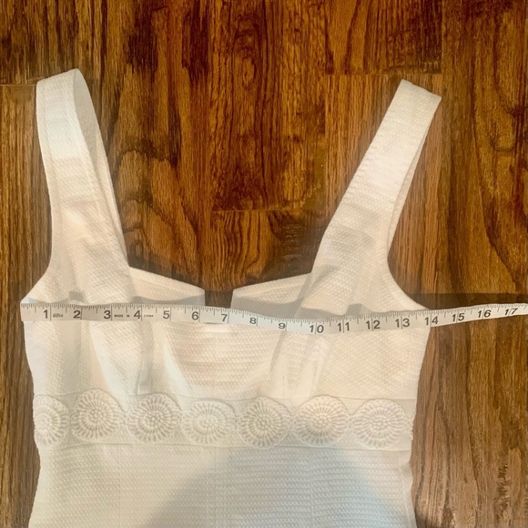 Trina Turk White Sleeveless Wide Strap Fitted Dress, textured, white, size 2 - Picture 5 of 7